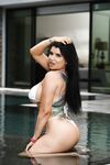 Curvaceous Pornstar Pleasuring Handsome Black Dude By The Pool photos (Romi Rain, Ricky Johnson)