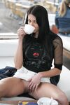 Brunette Girl Brigitte Hunter In Mini Skirt Flashes Her Shaved Pussy In The Streets