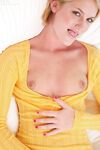 Blonde Lass Riley Ray In Yellow Blouse Shows Her Nipples And Takes Off Her Orange Panties