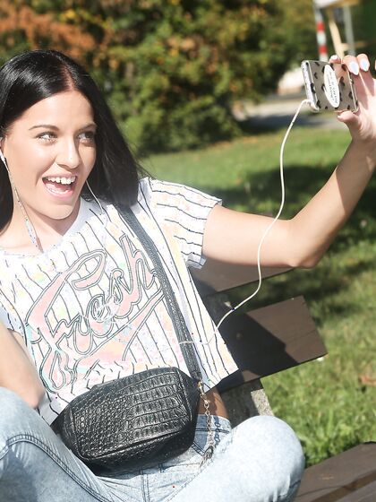 Small-tit Brunette Eveline Dellai Gets Fucked Outdoors