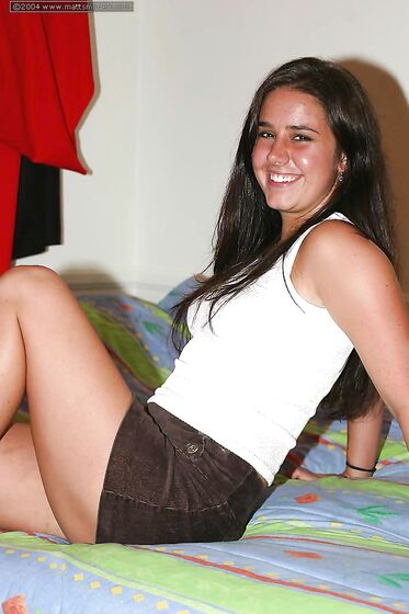 Laughing Brunette Amateur Kasey Kox Removes Her Skirt, Top And Lingerie photos (Kacey Kox)