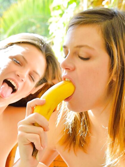 While Raunchy Lesbian Session Cute Raylene FTV Gets Both Her Pussy And Ass Packed With Bananas photos (Noma Hill, Gia Hill)