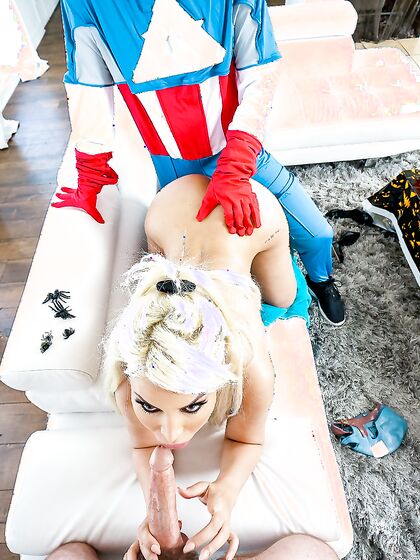 Bosomed Halloween MYLF Bridgette B Pleasures 2 Horny Studs In The Living Room