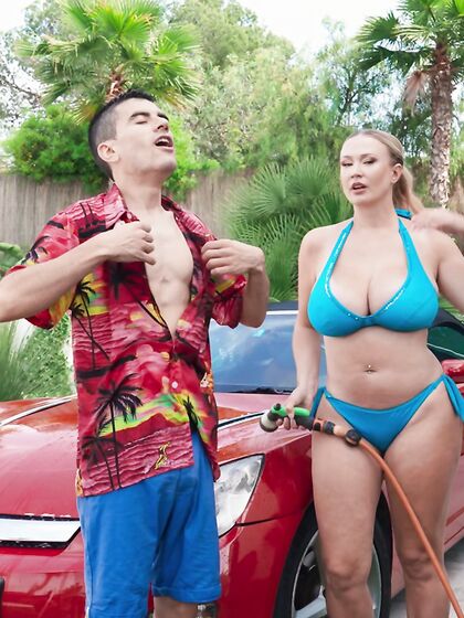 Huge-titted Nympho Sophie Reade Blows And Rides Young Spanish Dude By The Pool