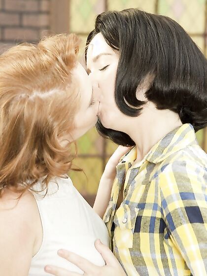 Lesbian Redhead Amber Swift Gets Her Pussy Filled With Big Dildo On A Pool Table By Annabelle Lee