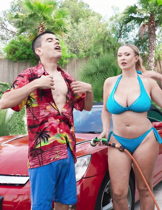 Huge-titted Nympho Sophie Reade Blows And Rides Young Spanish Dude By The Pool